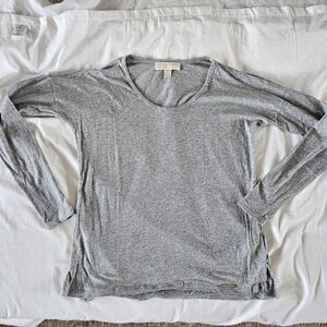 Michael Kors Gray Long Sleeve Soft Cotton Lightweight T-shirt Top